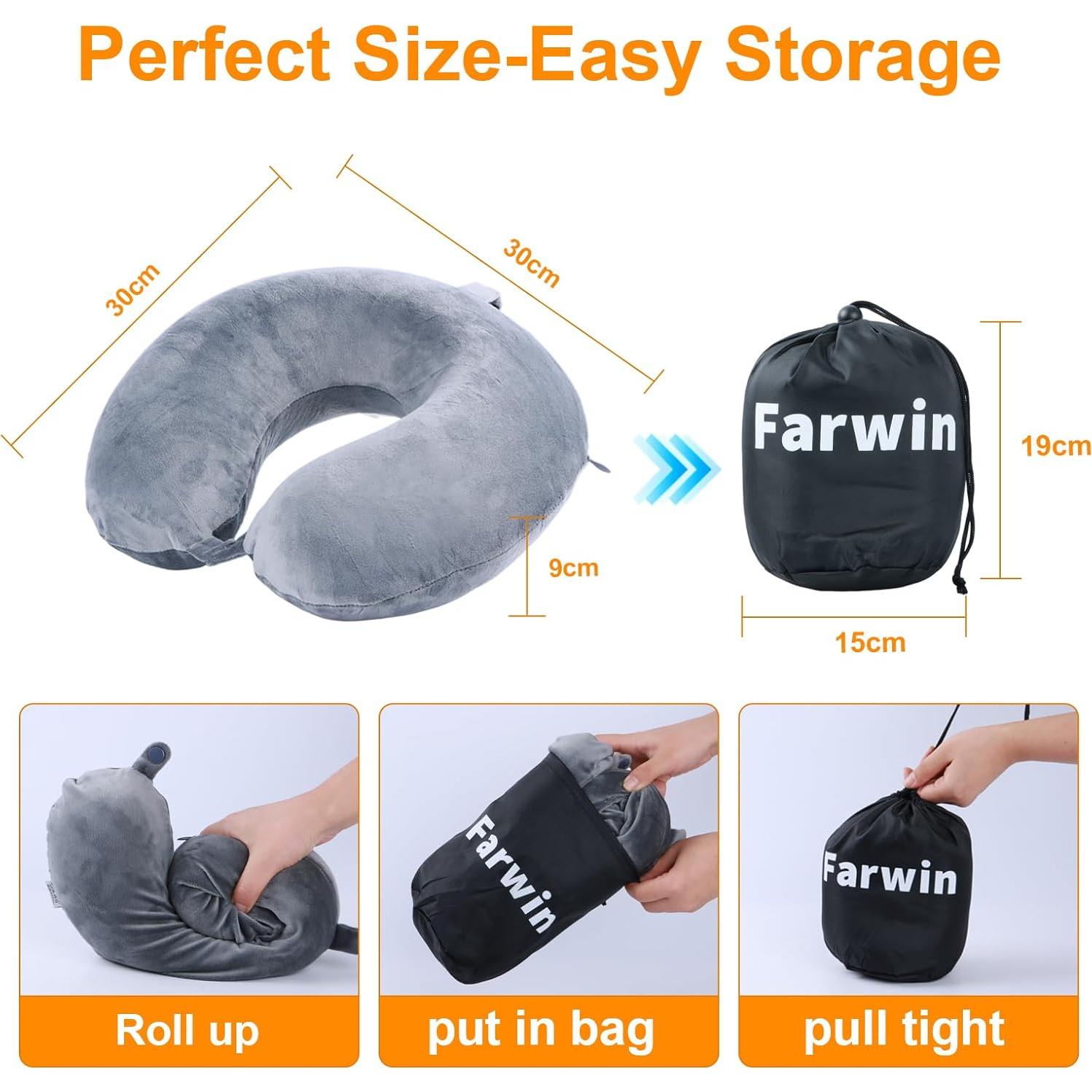 Almohada de Viaje Far win Espuma de Memoria Gris 30x30 cm