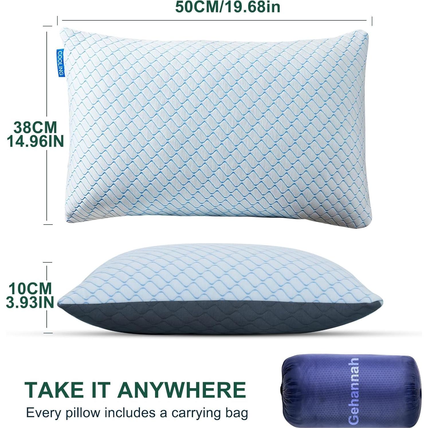 Almohada de Camping Gehannah Grande Espuma de Memoria Gris