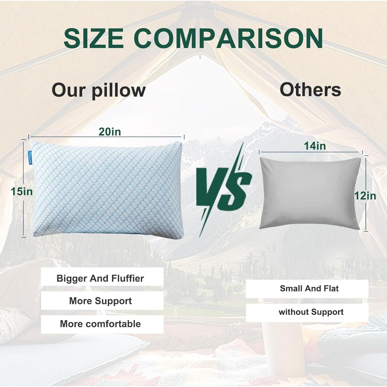 Almohada de Camping Gehannah Grande Espuma de Memoria Gris