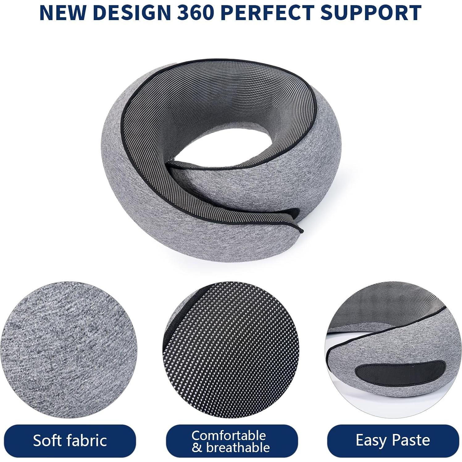 Almohada de Viaje MIAGLACE Espuma de Memoria 25,4cm Gris