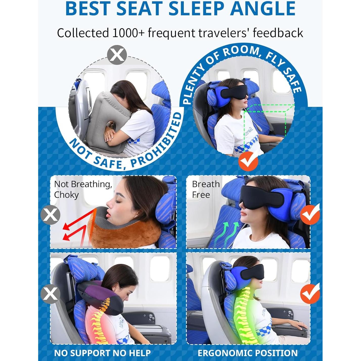 Almohadas de viaje SARISUN 2 unidades con máscara para dormir