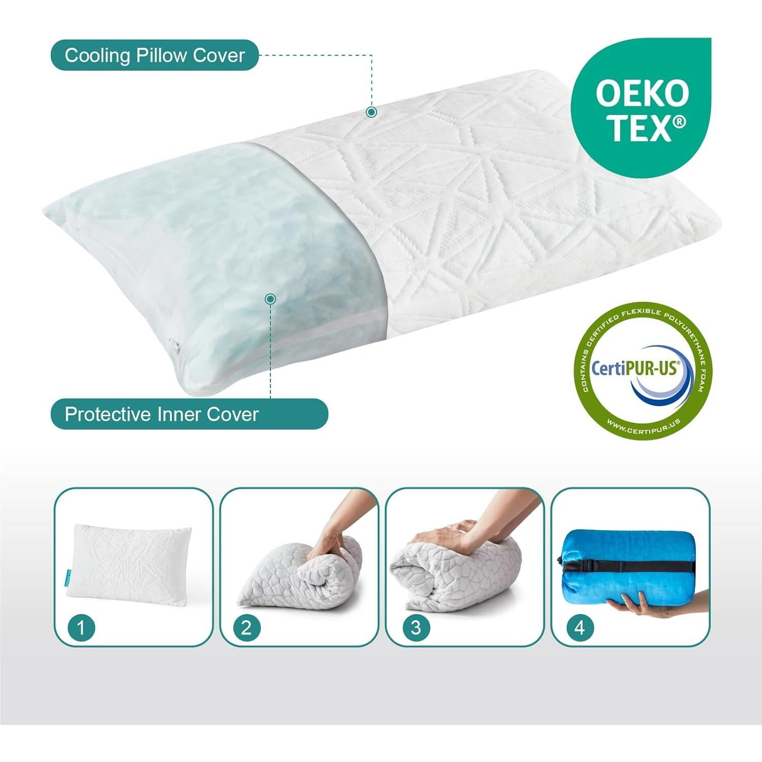 Almohada de Espuma de Memoria Furlupy 30x50 cm Ajustable