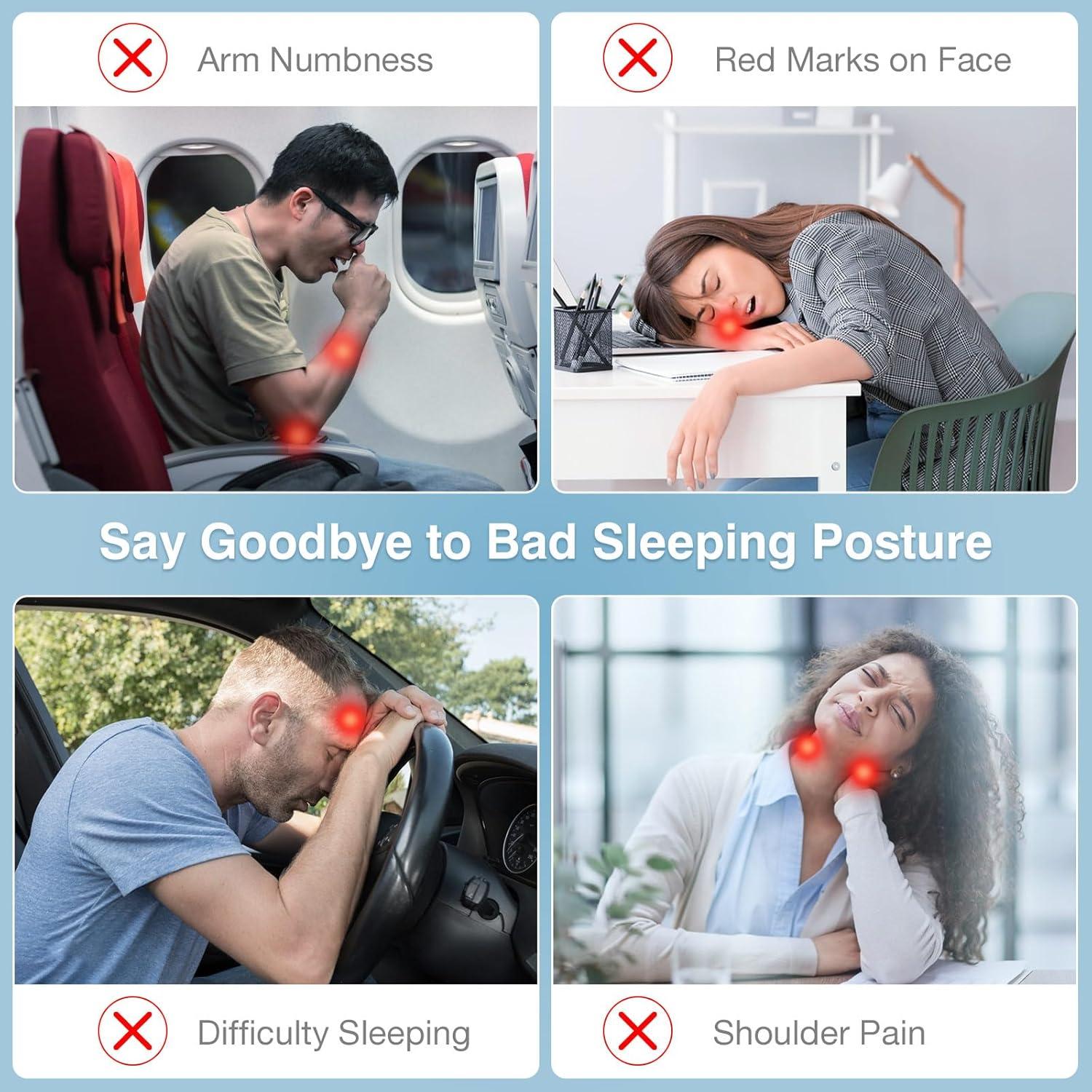 Almohada Inflable de Viaje MoKo Gris Soporte Cuello 29x30x50cm