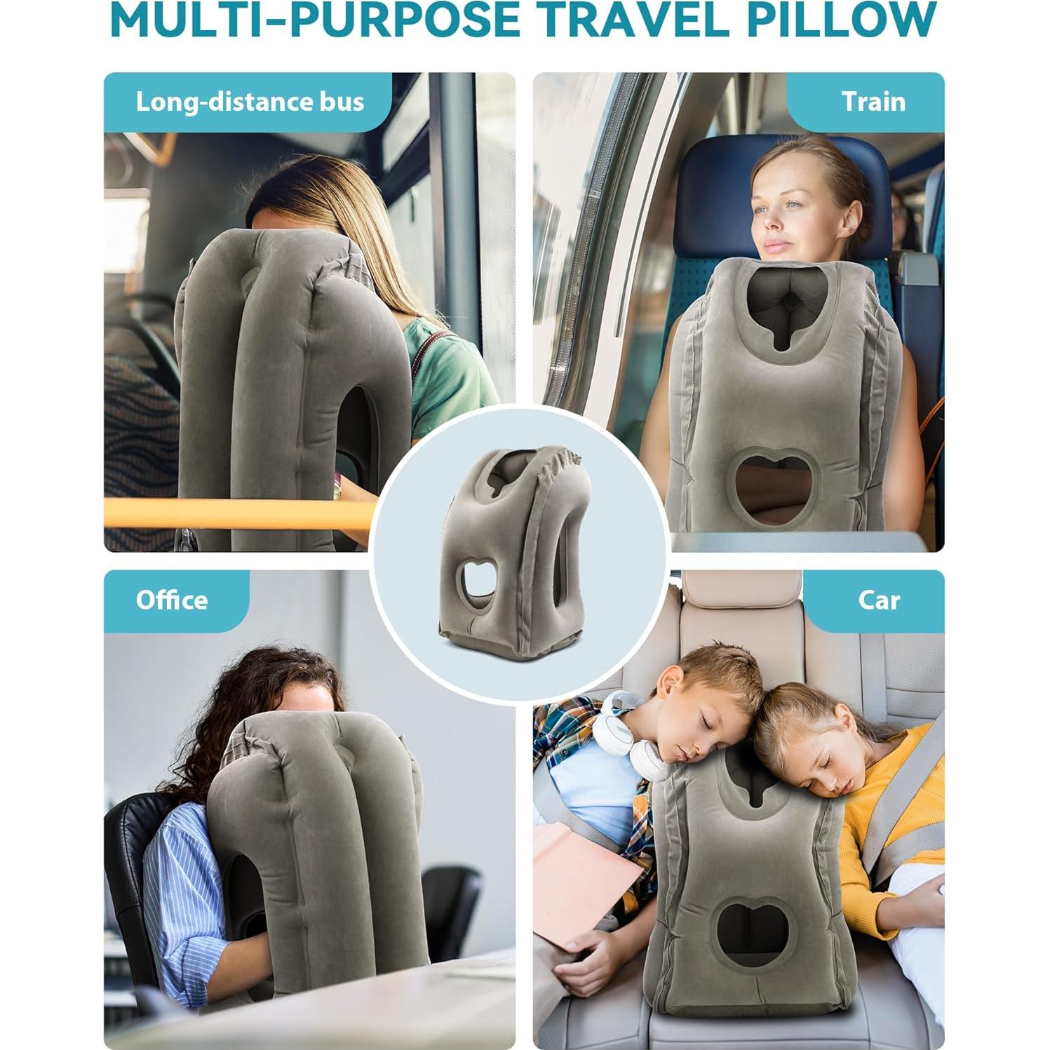 Almohada Inflable de Viaje JefDiee Gris 45° Ergonométrica