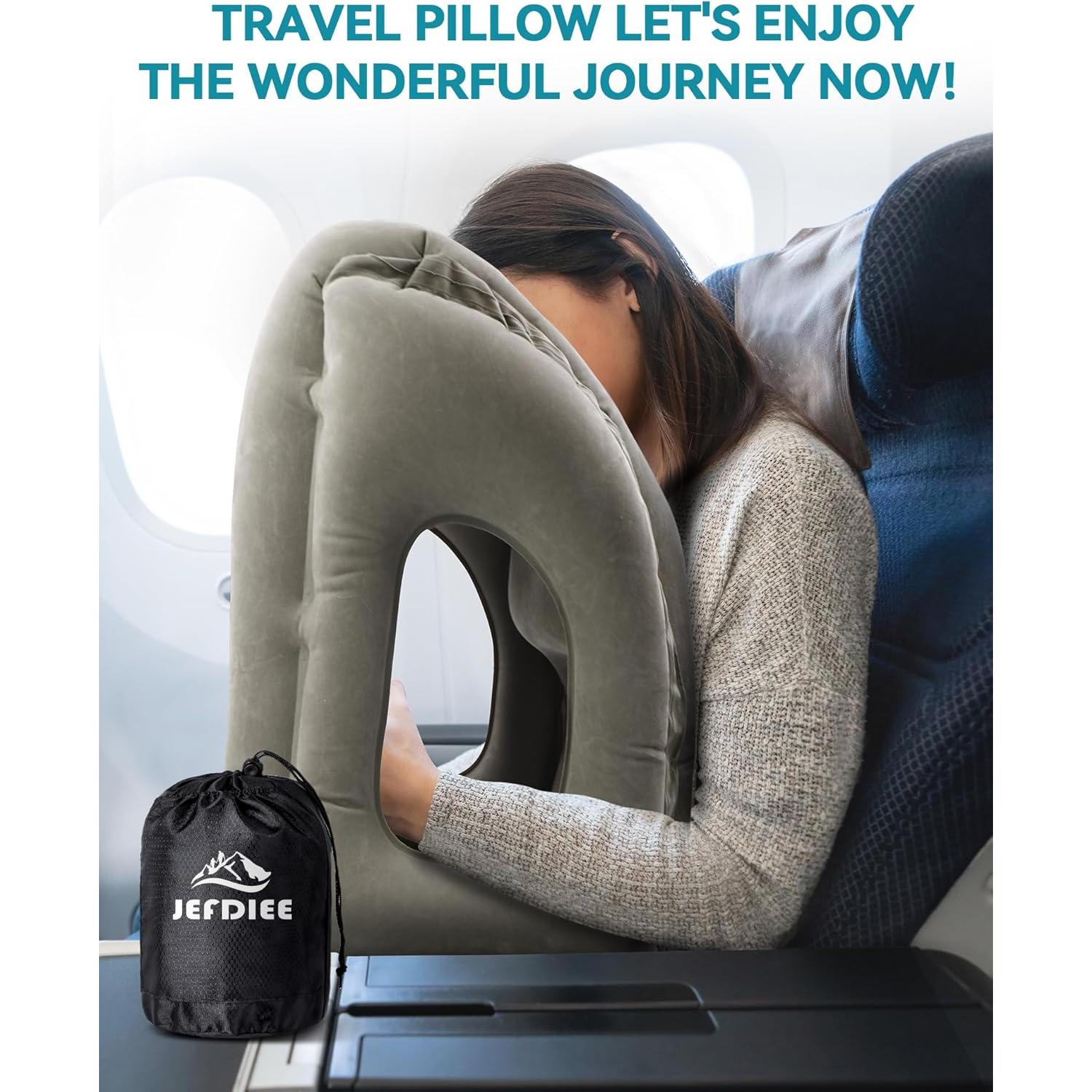 Almohada Inflable de Viaje JefDiee Gris 45° Ergonométrica