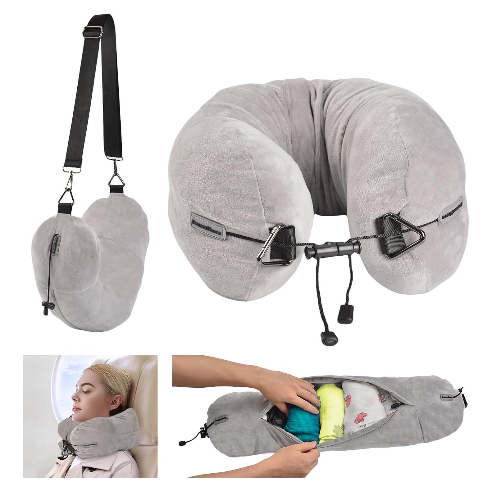 Almohada de Viaje DreamShore Rellenable Gris 1 Cuenta