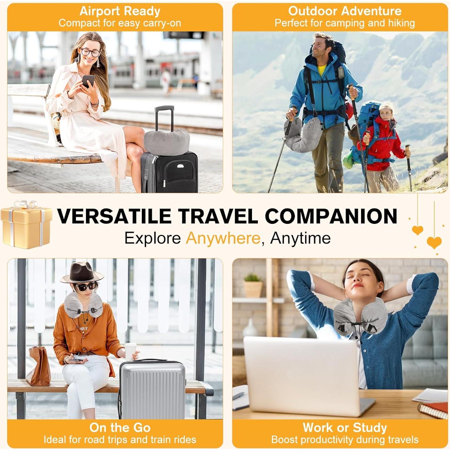 Almohada de Viaje DreamShore Rellenable Gris 1 Cuenta