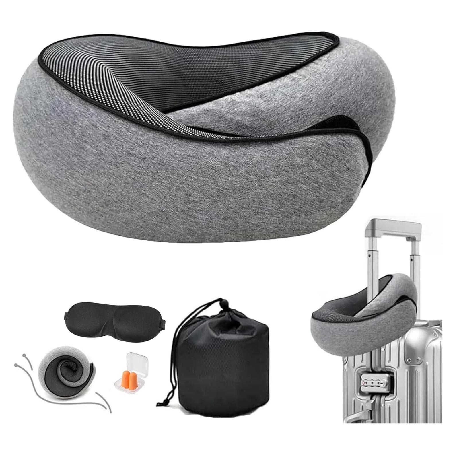 Almohada de viaje GETEON LXZT 100% espuma de memoria gris