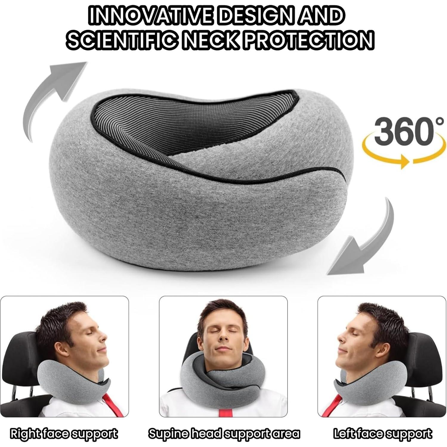 Almohada de viaje GETEON LXZT 100% espuma de memoria gris