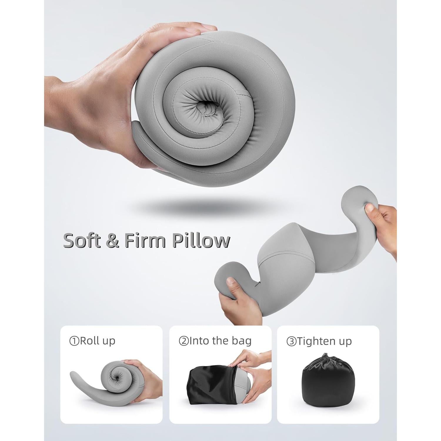 Almohada de Viaje BEBAS para Cuello Ajustable Espuma Viscoelástica