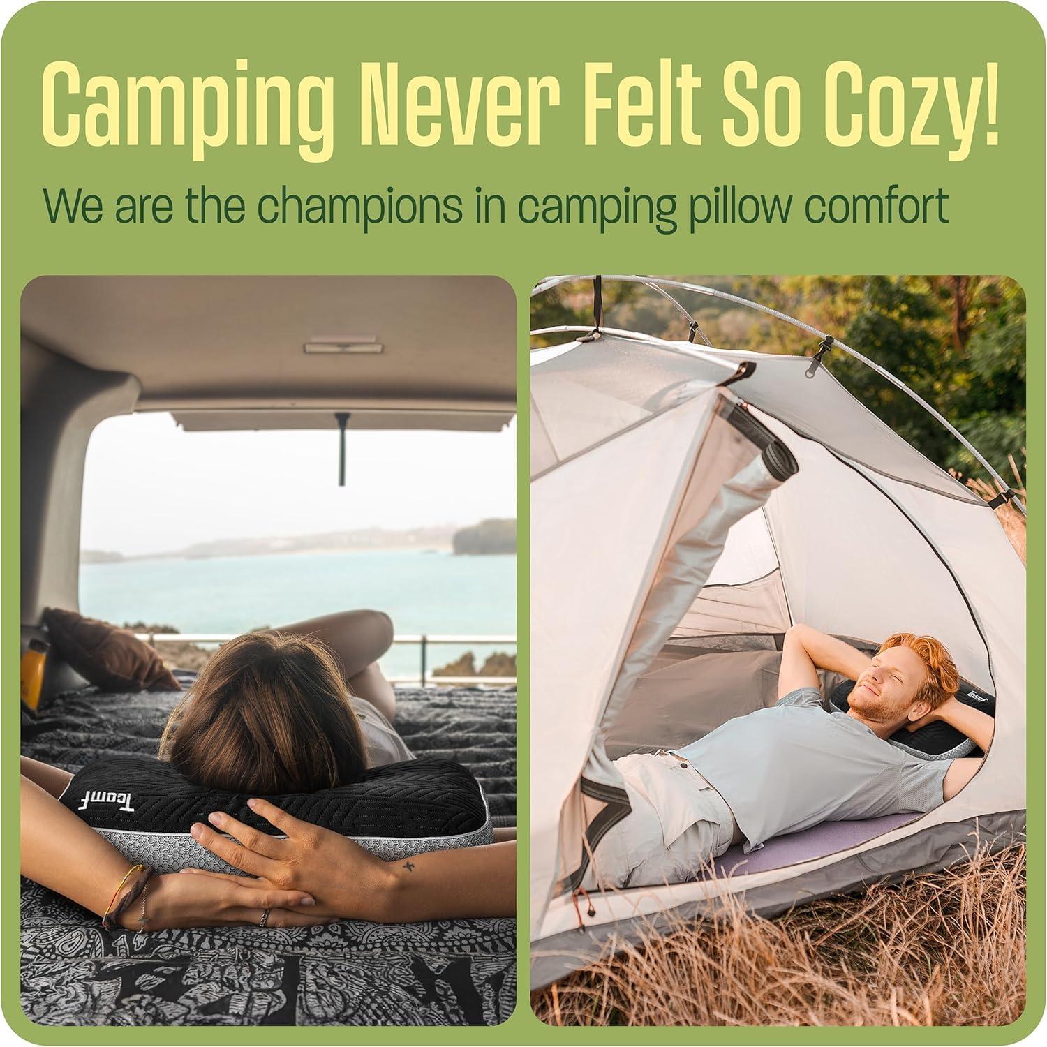 Almohada de Camping TCOMF Espuma Viscoelástica 40x25 cm