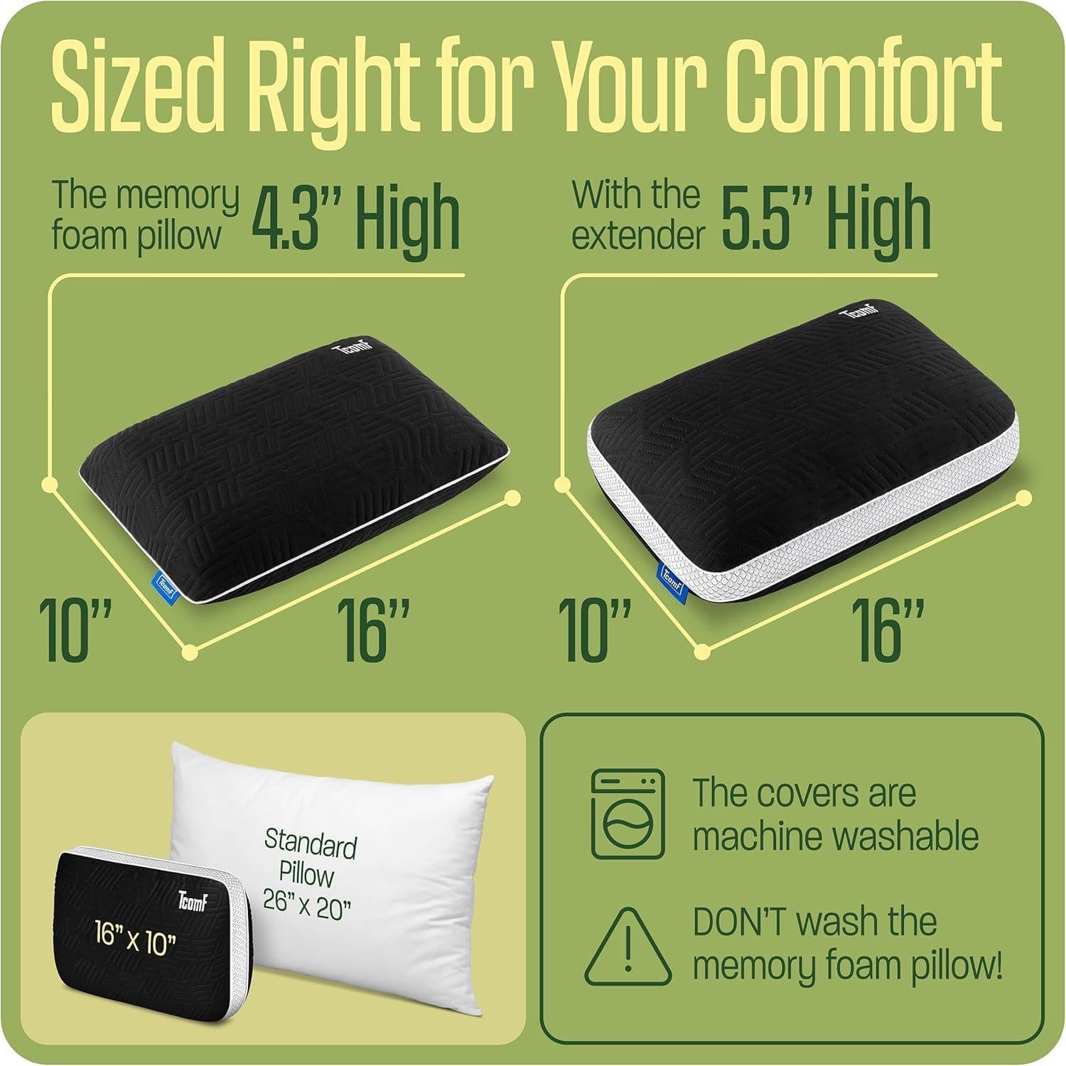 Almohada de Camping TCOMF Espuma Viscoelástica 40x25 cm