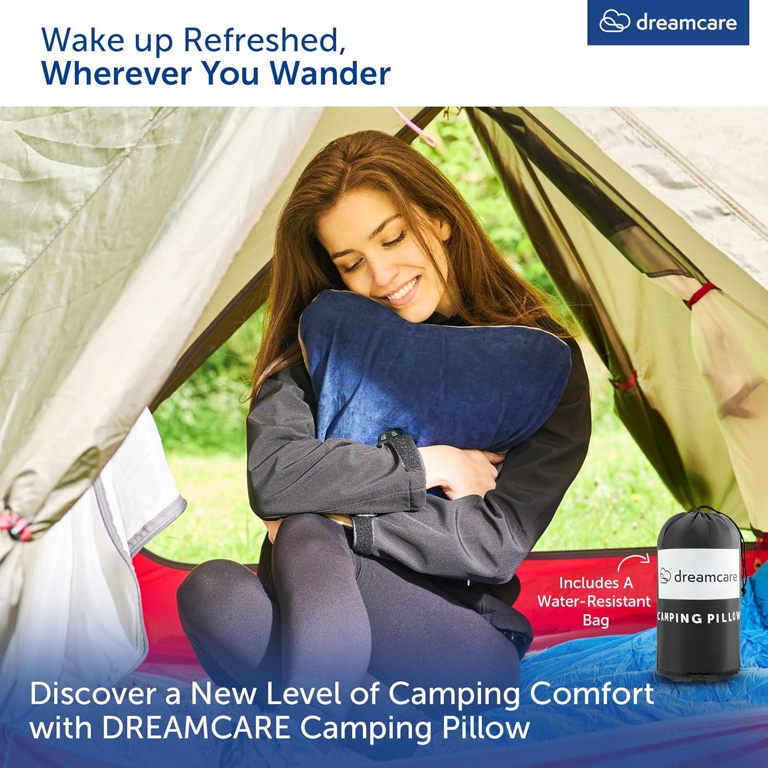 Almohada de Camping Dreamcare Mediana Espuma Viscoelástica Azul
