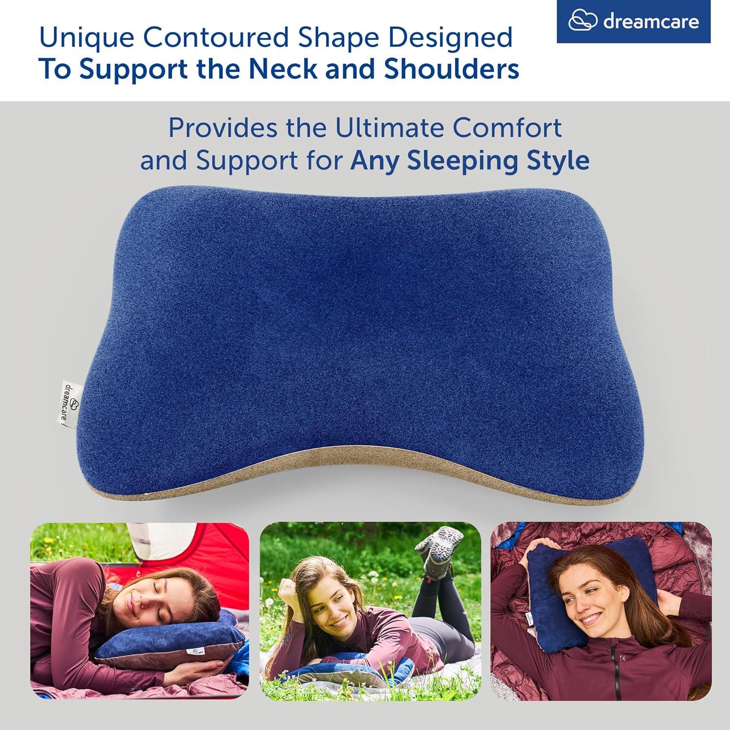 Almohada de Camping Dreamcare Mediana Espuma Viscoelástica Azul