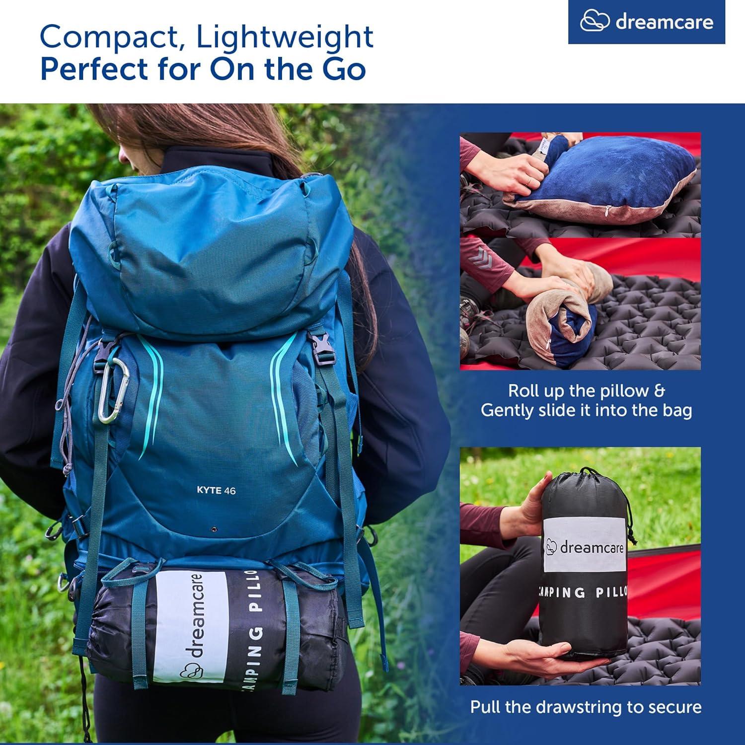 Almohada de Camping Dreamcare Mediana Espuma Viscoelástica Azul