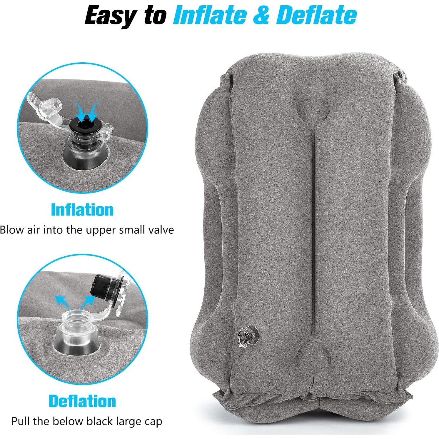 Almohada Inflable de Viaje Rewondah Gris Claro 55x39 cm
