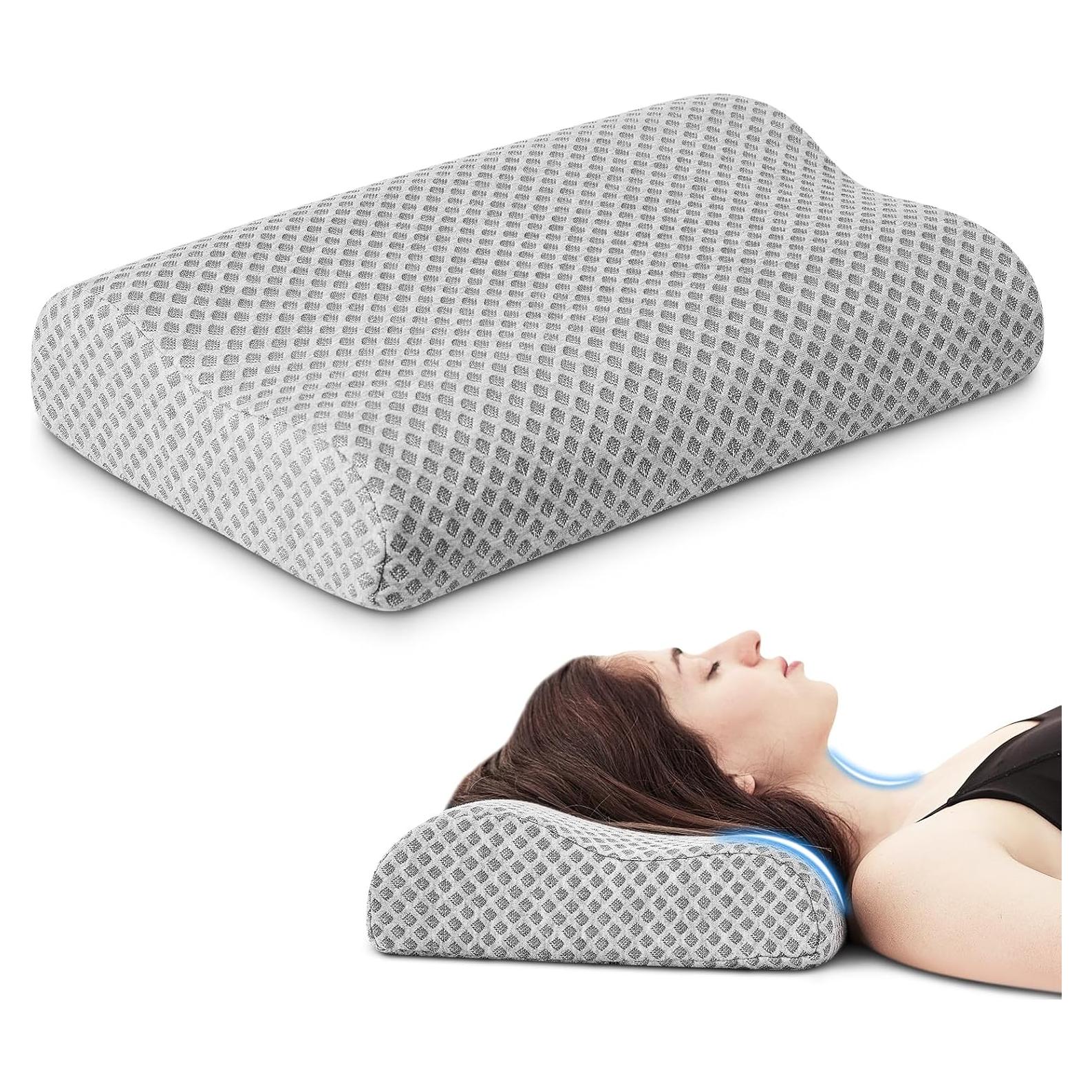 Almohada de Viaje PEUJEW Espuma Viscoelástica Gris Claro S