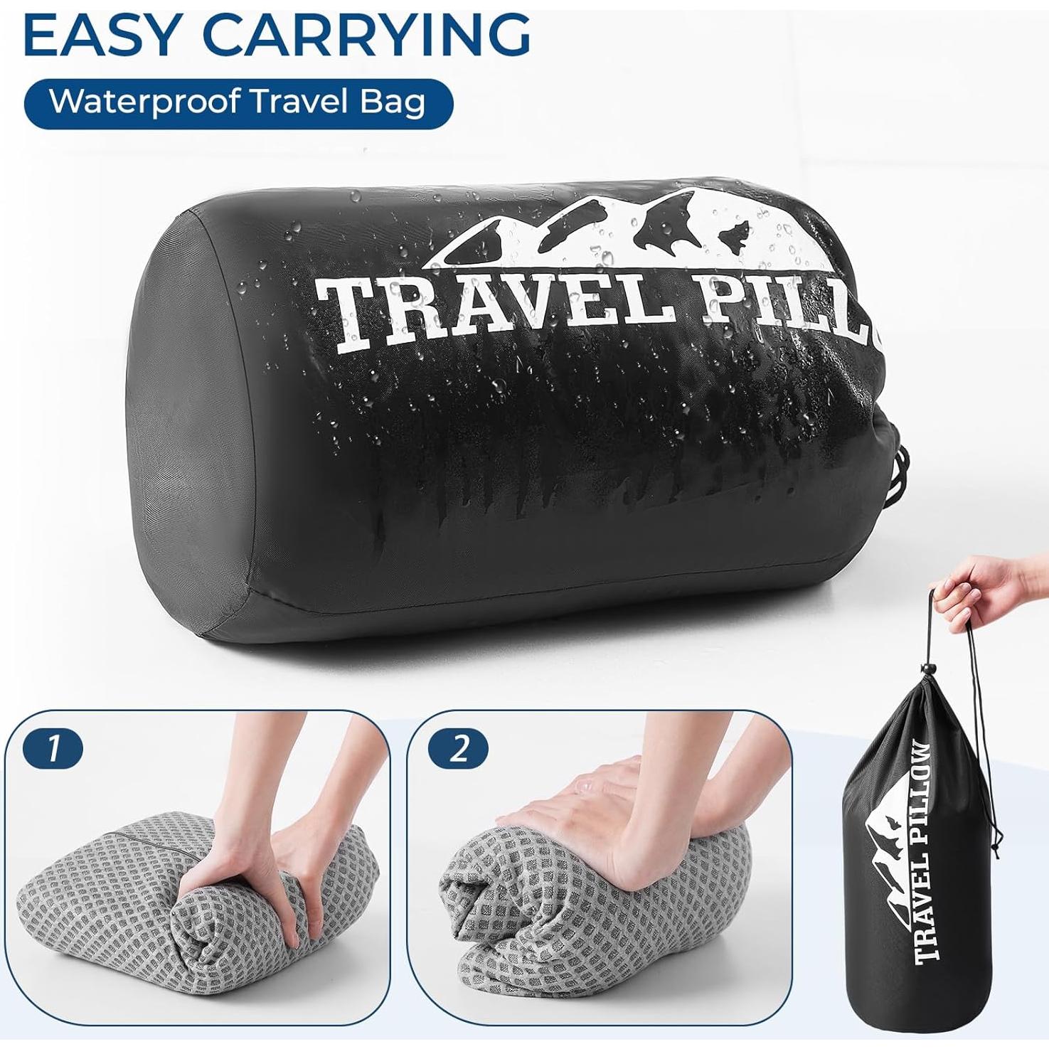 Almohada de Viaje PEUJEW Espuma Viscoelástica Gris Claro S