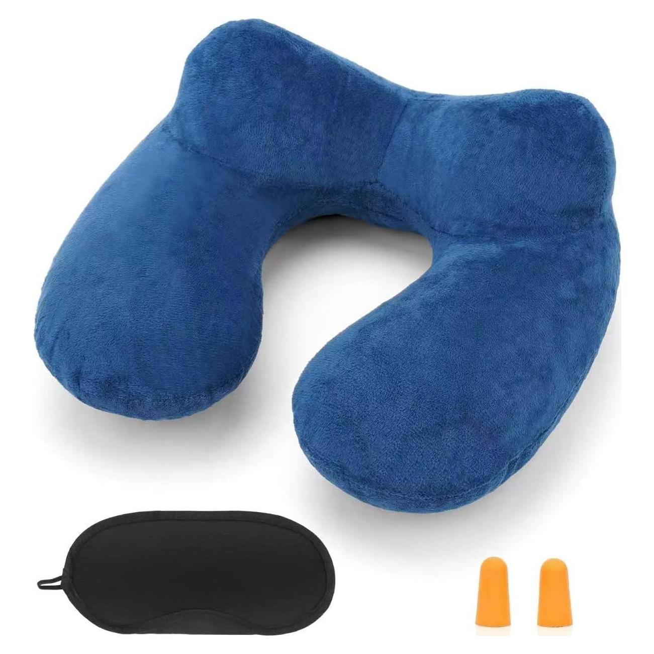 Almohada de Viaje Inflable HITSZS Cuello Ergonomica Azul
