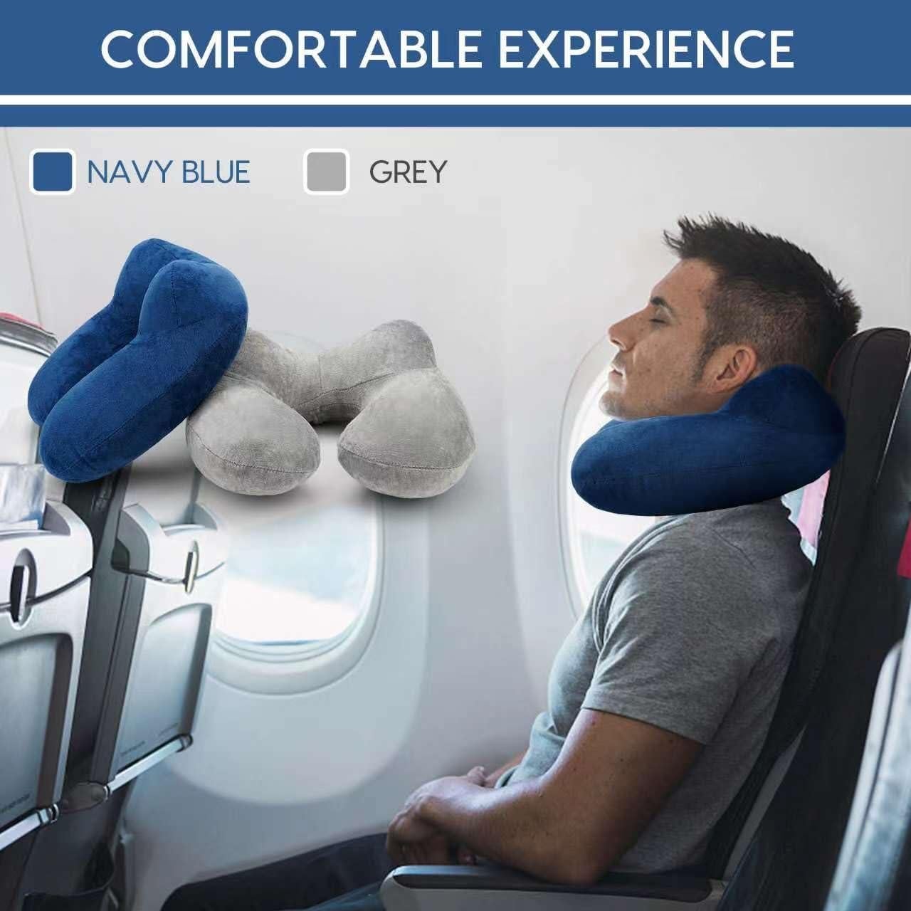 Almohada de Viaje Inflable HITSZS Cuello Ergonomica Azul