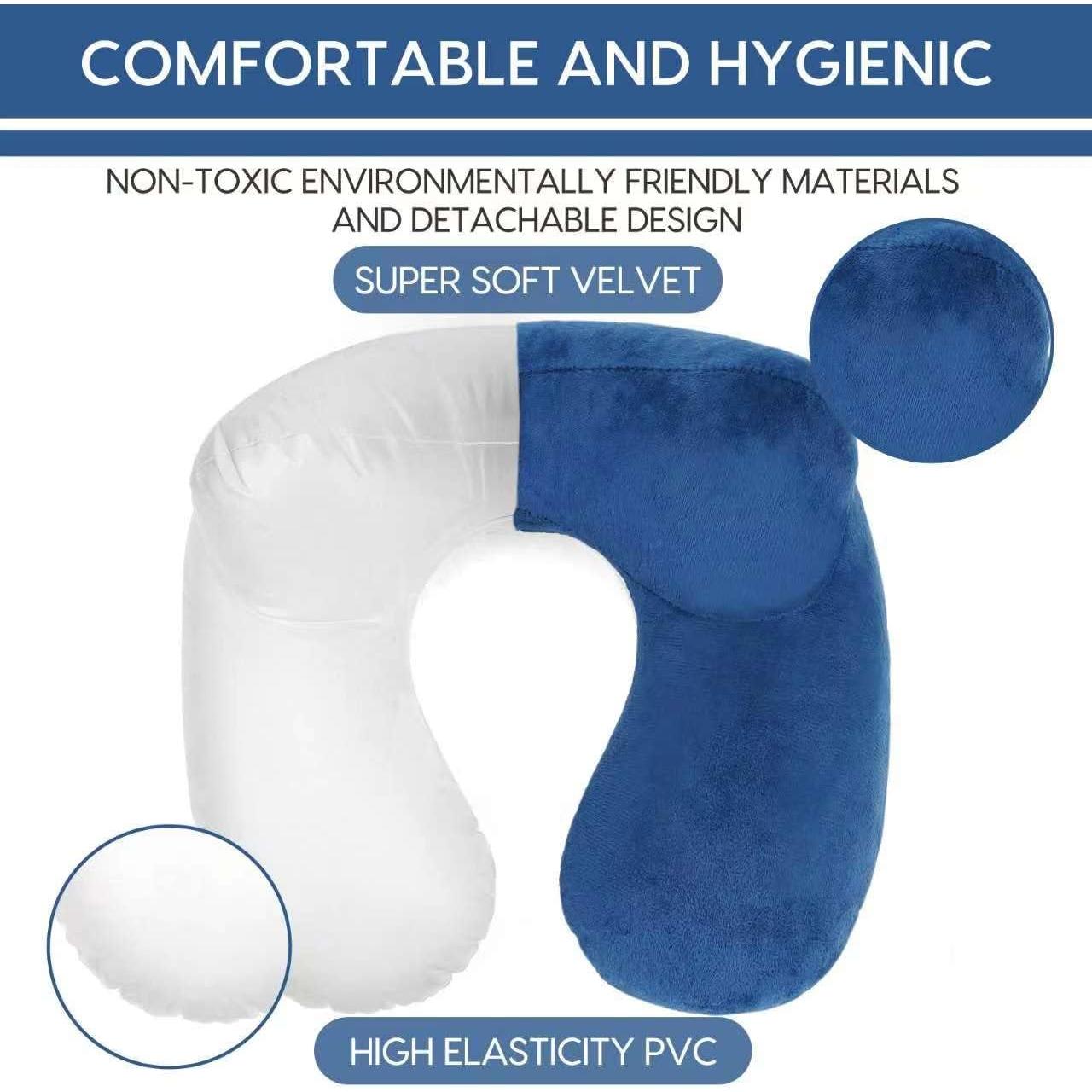 Almohada de Viaje Inflable HITSZS Cuello Ergonomica Azul