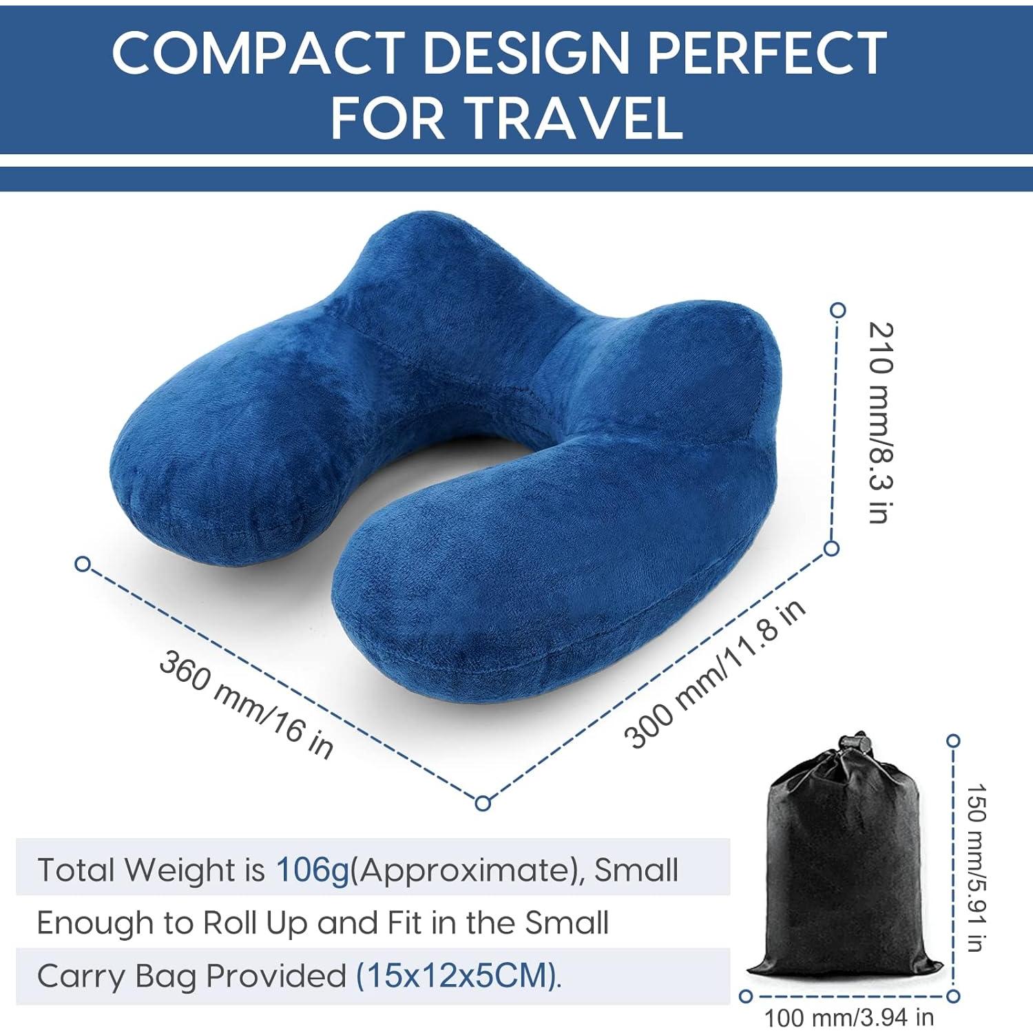 Almohada de Viaje Inflable HITSZS Cuello Ergonomica Azul