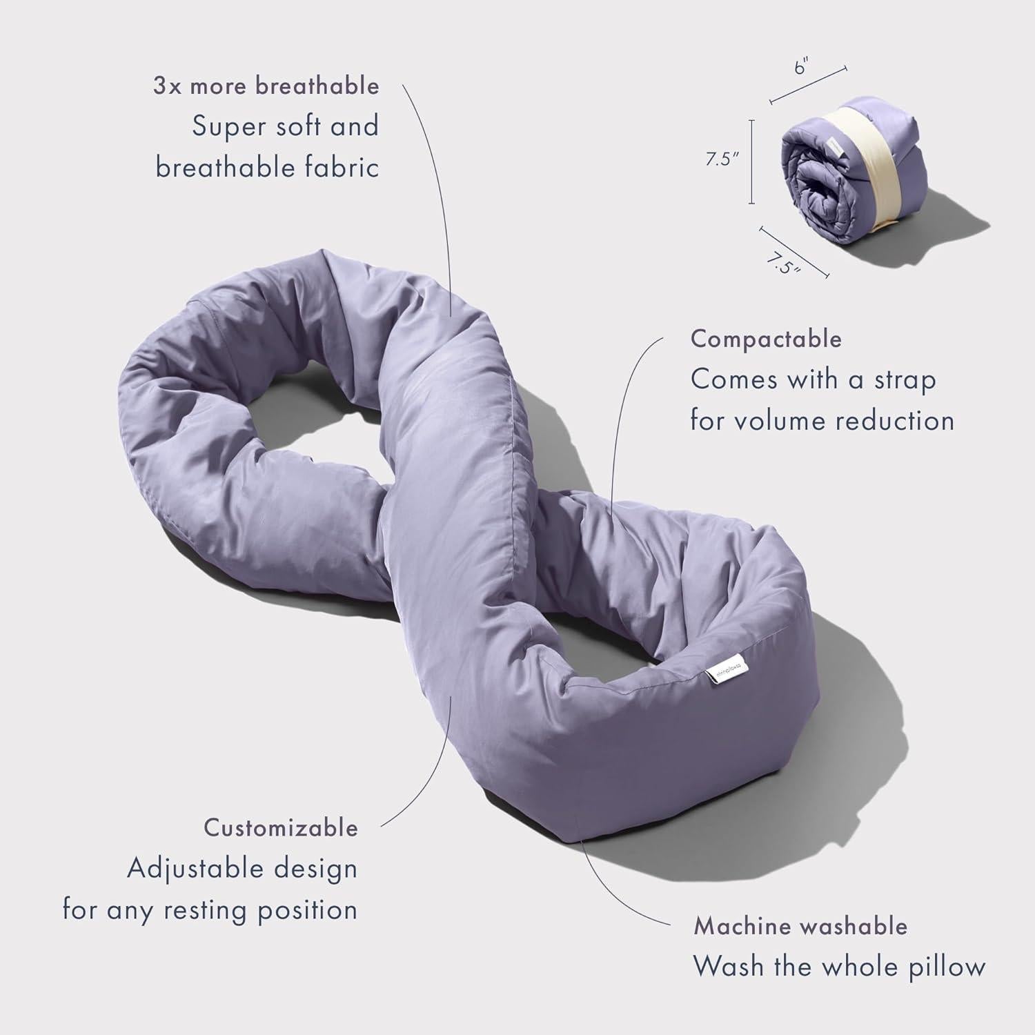 Almohada de Viaje Huzi Infinity Pillow 101,6x17,8cm Púrpura