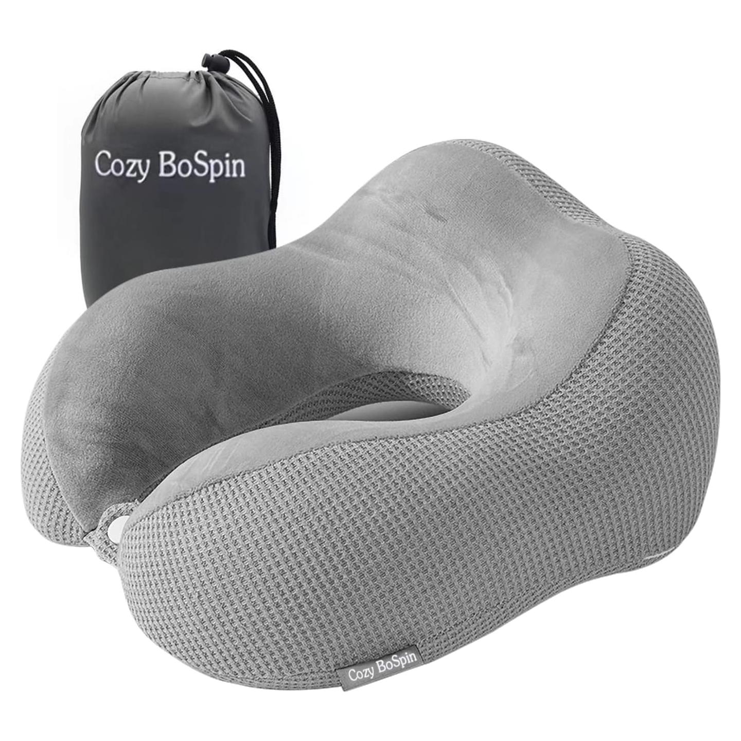 Almohada de Viaje Cozy BoSpin Espuma de Memoria Gris