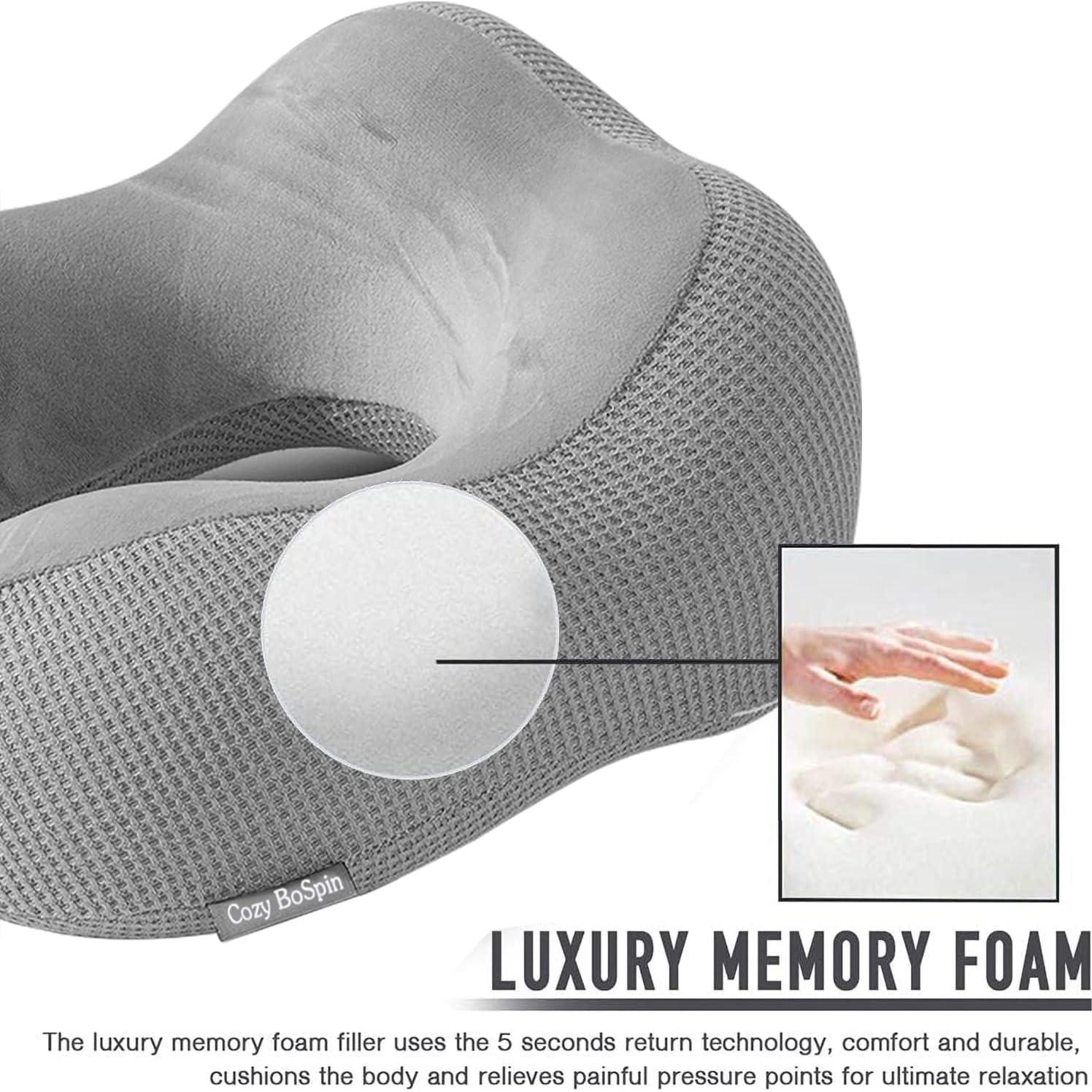 Almohada de Viaje Cozy BoSpin Espuma de Memoria Gris