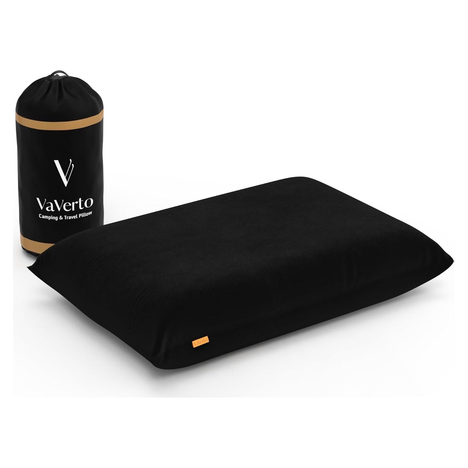 Almohada de Viaje Vaverto Negra - Espuma de Memoria 45x30cm