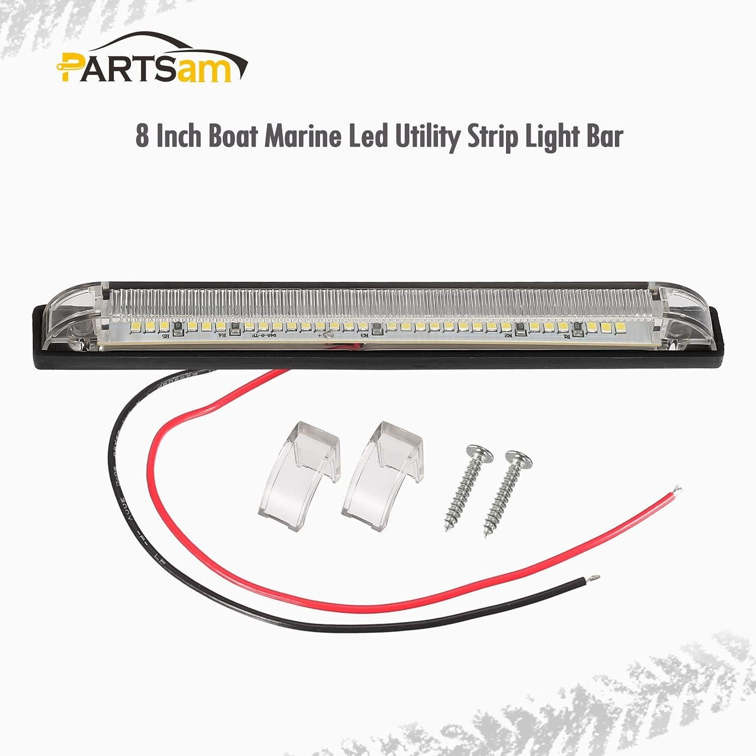 Partsam Luz LED 4pcs 20cm Blanca para Barcos y Vehículos