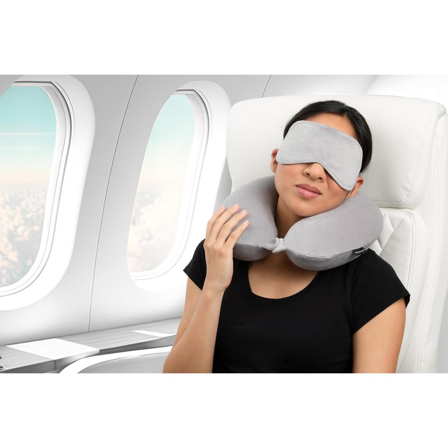 Almohada de Viaje Brookstone Espuma Viscoelástica Gris