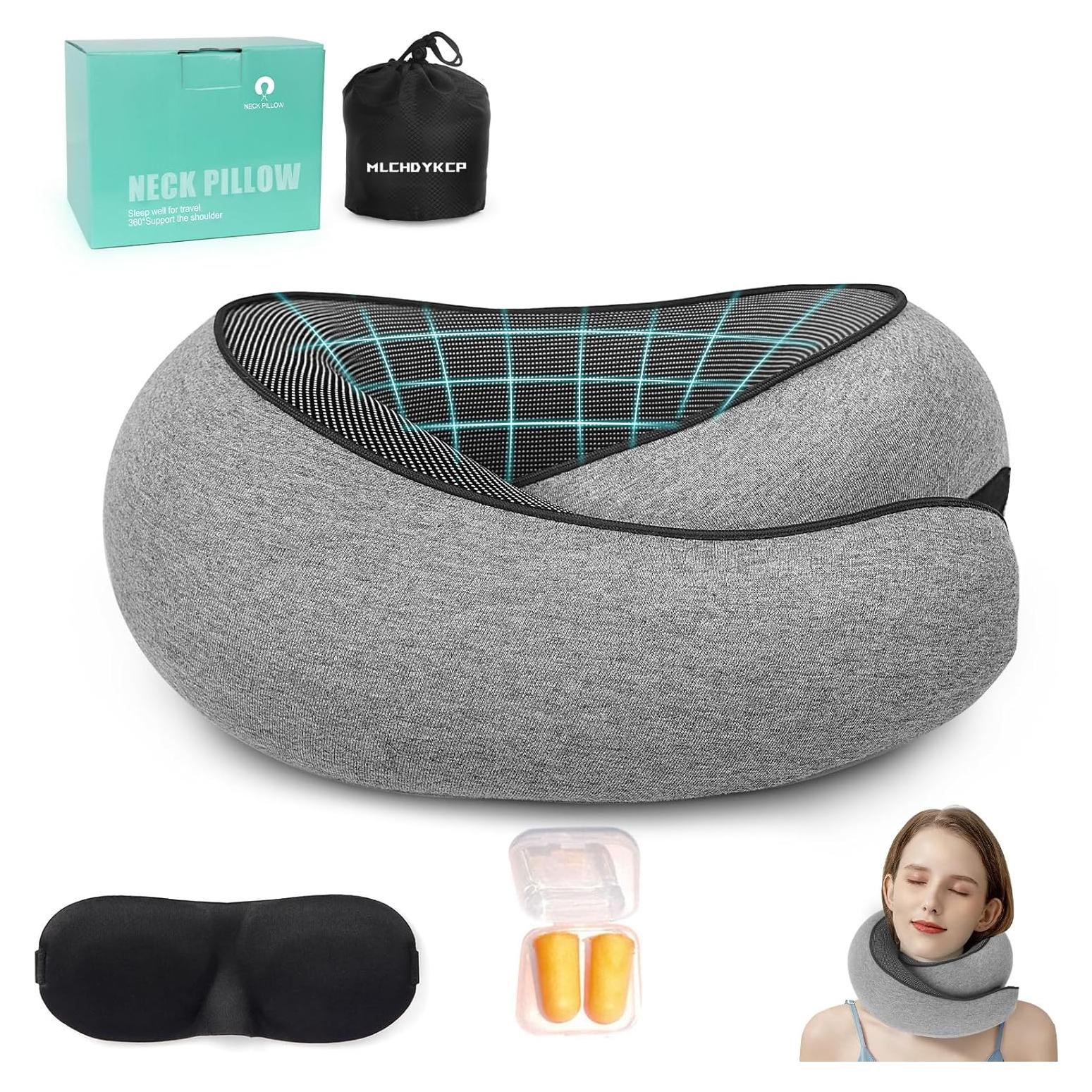 Almohada de Viaje Mlchdykcp Espuma Viscoelástica Gris