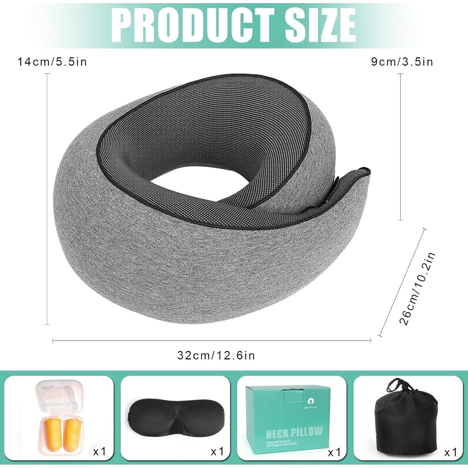 Almohada de Viaje Mlchdykcp Espuma Viscoelástica Gris