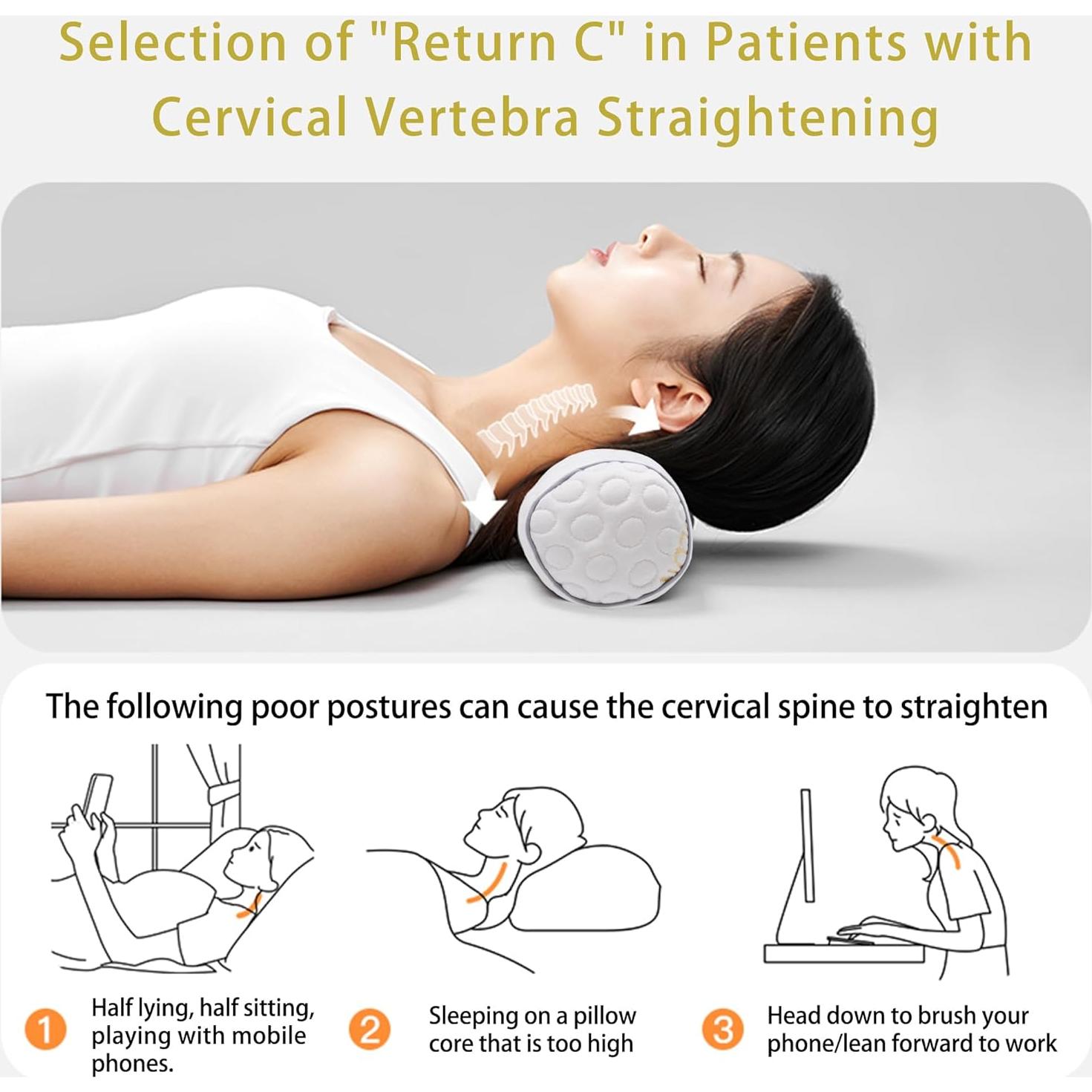 Almohada Cilíndrica GORONT 18x4 cm, Paquete de 2, Blanca