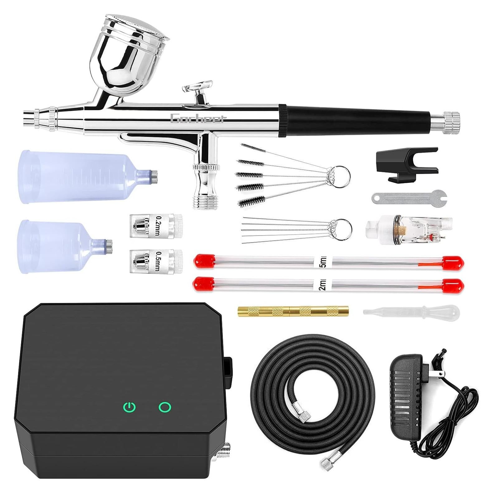 Kit de Aerógrafo Gocheer 40 PSI con Boquillas 0.2/0.3/0.5mm
