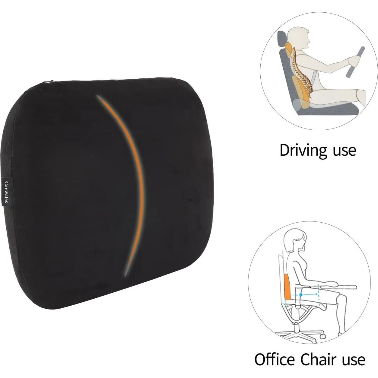 Almohada Soporte Lumbar Carwales 38x25x9 cm Alivio Espalda