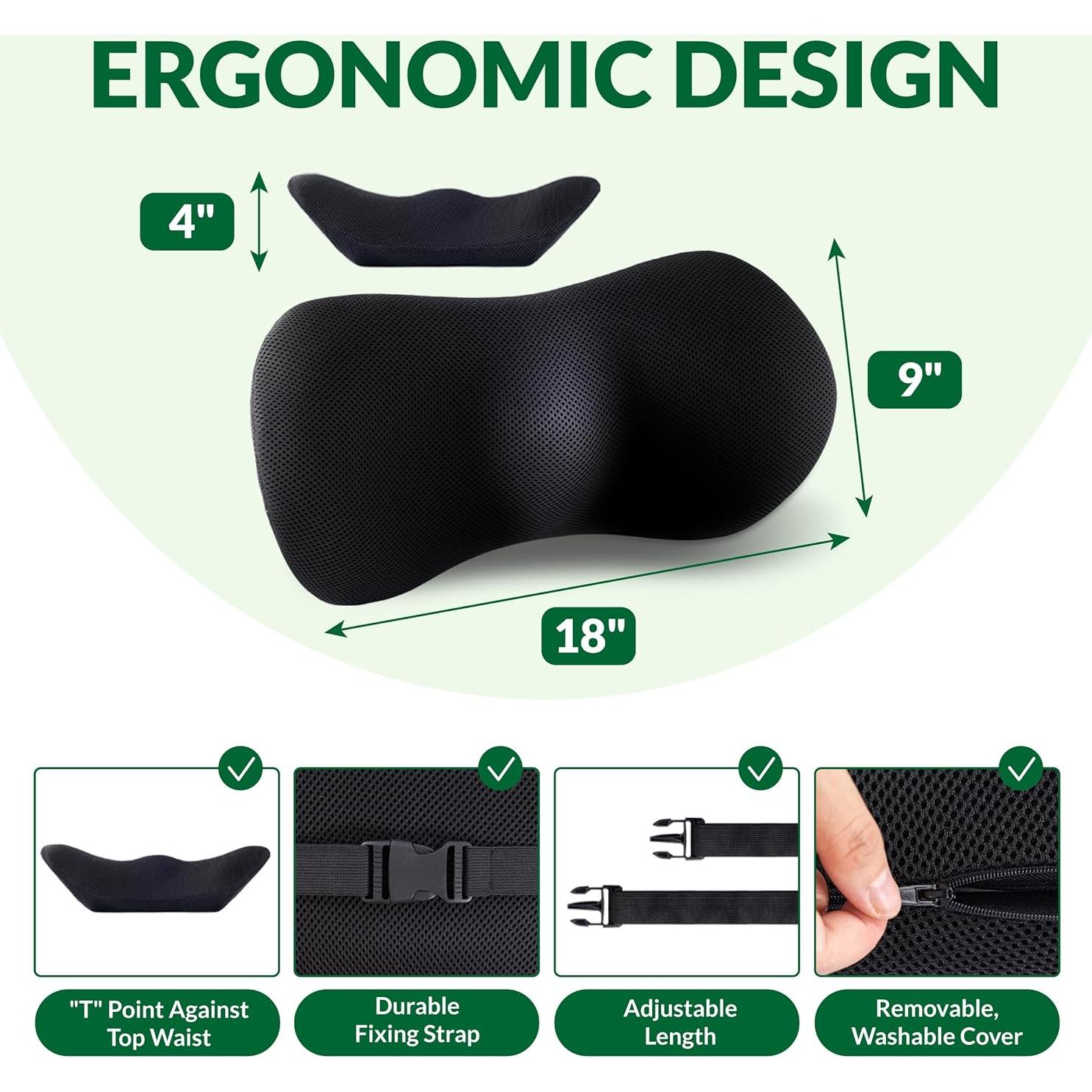 Cojín Lumbar FuturaLoom Espuma Viscoelástica 45.72 cm Negro