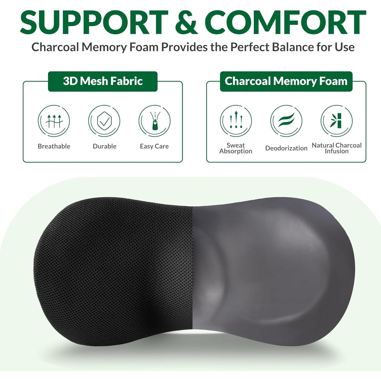 Cojín Lumbar FuturaLoom Espuma Viscoelástica 45.72 cm Negro