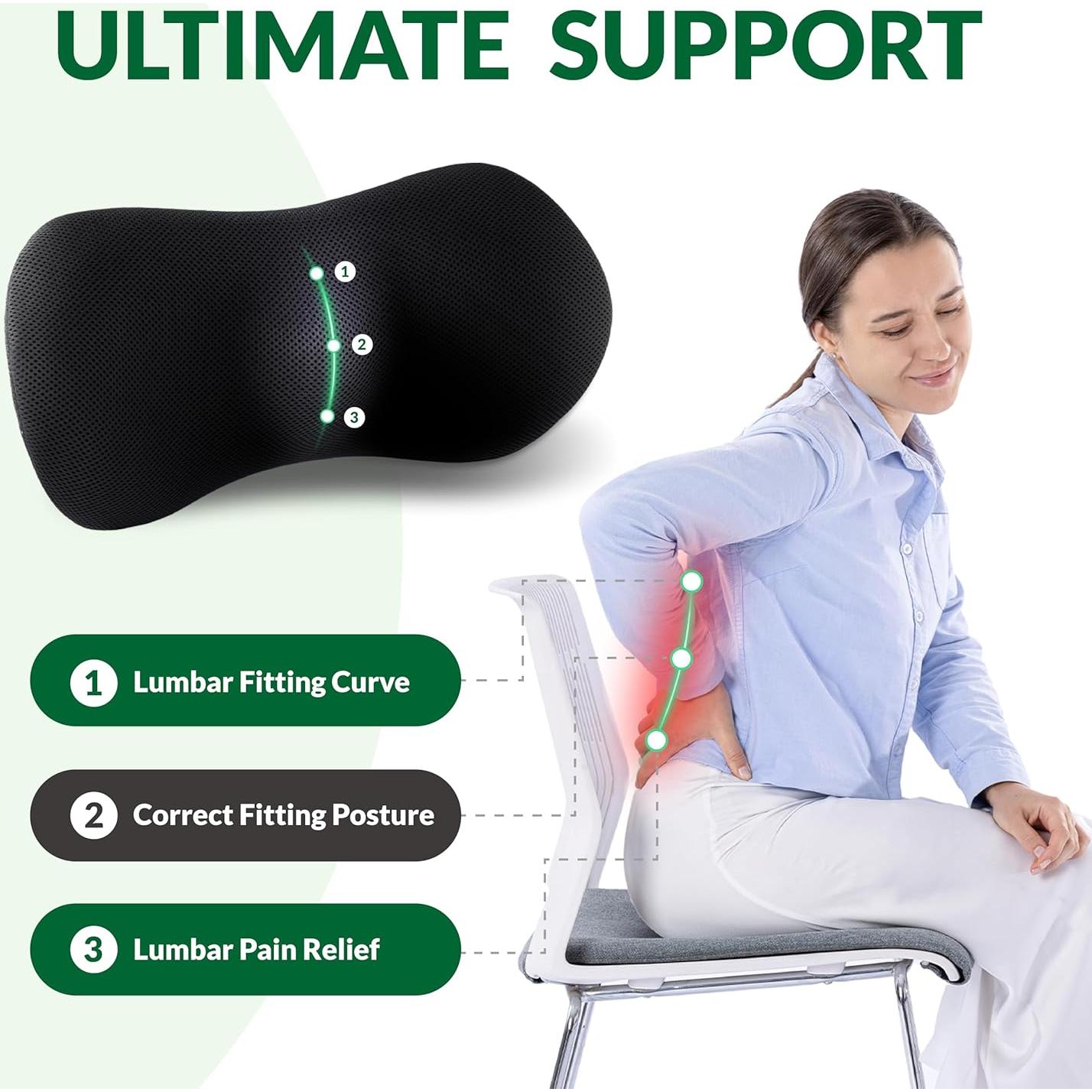 Cojín Lumbar FuturaLoom Espuma Viscoelástica 45.72 cm Negro