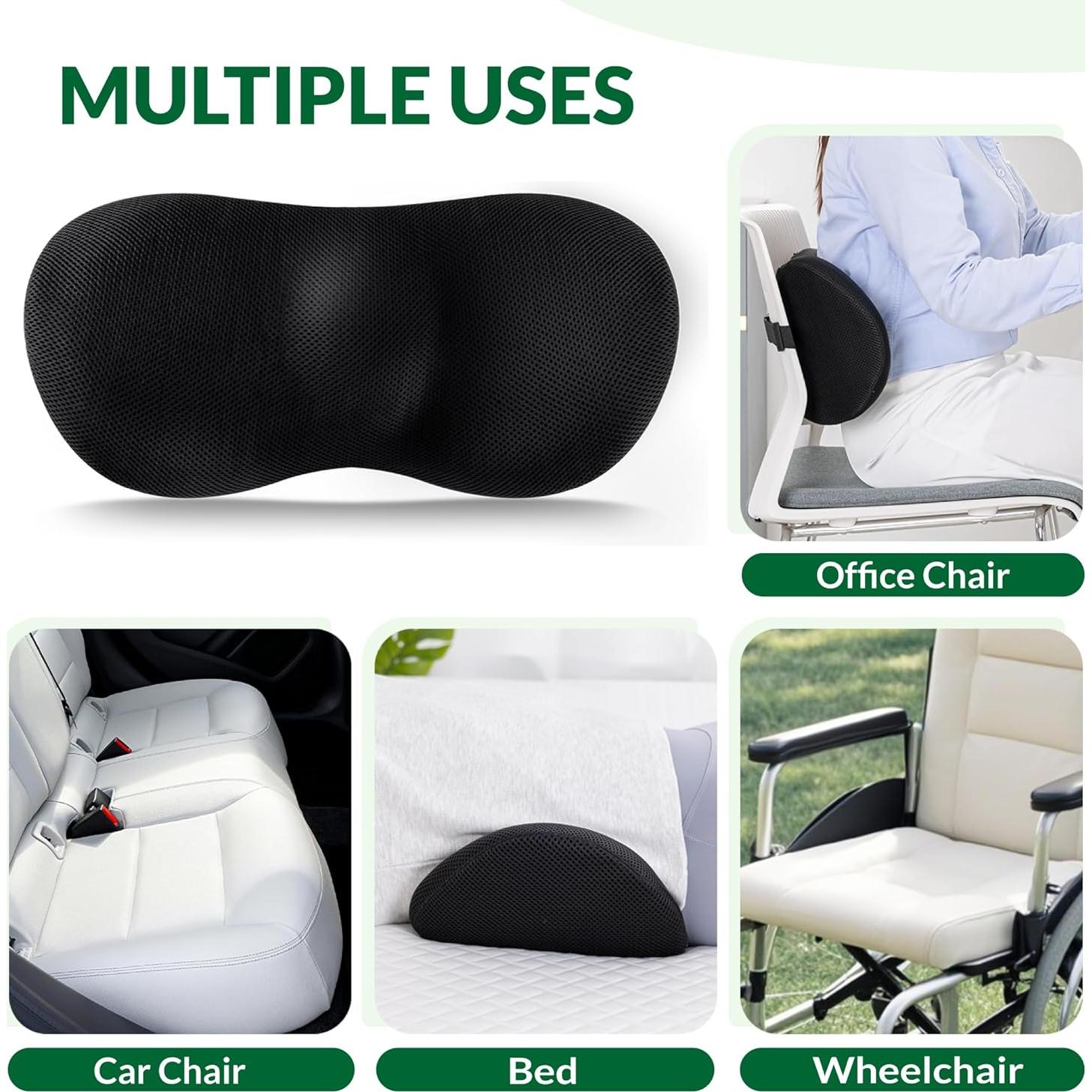 Cojín Lumbar FuturaLoom Espuma Viscoelástica 45.72 cm Negro