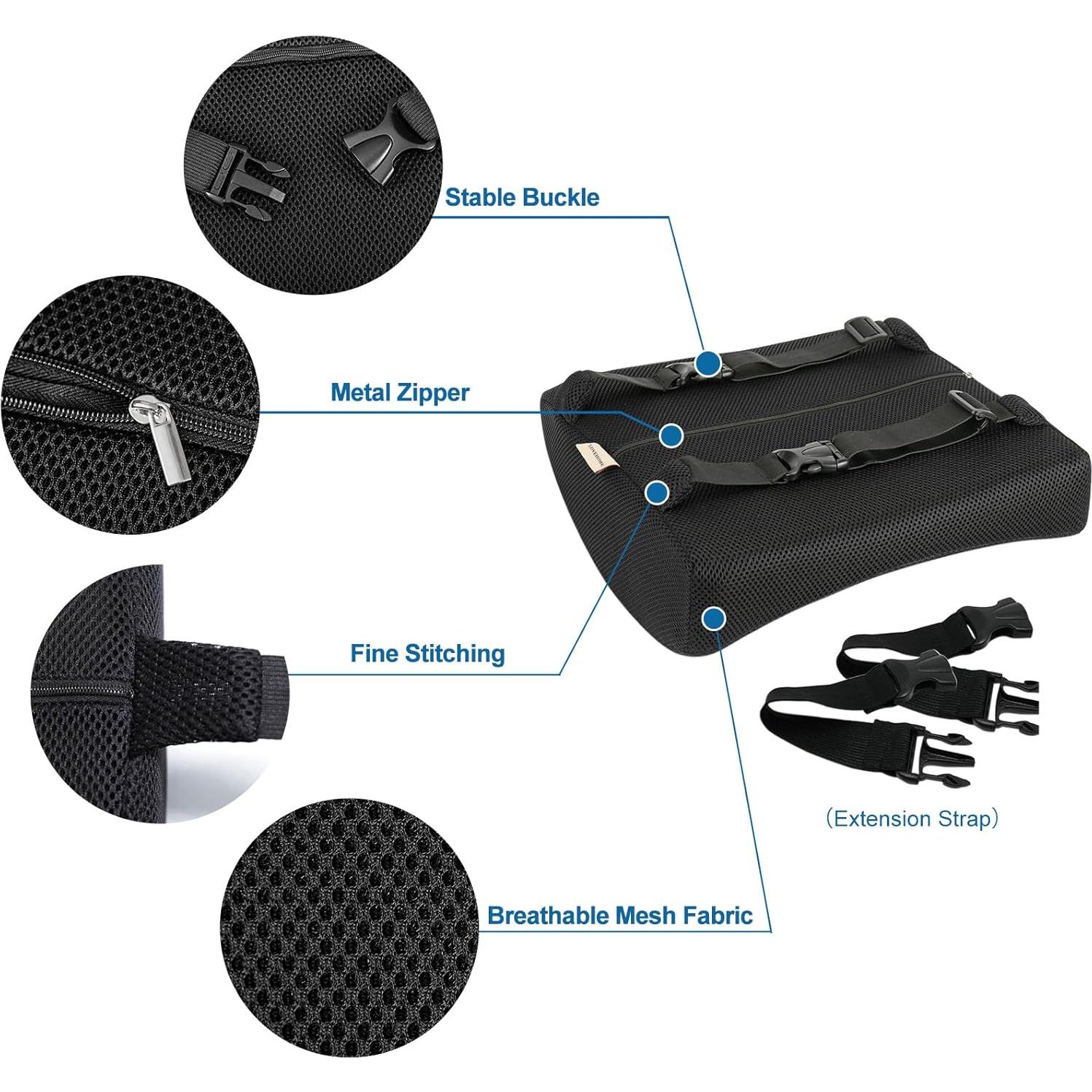 Cojín Lumbar LOVEHOME Espuma Viscoelástica Negro 15x46 cm