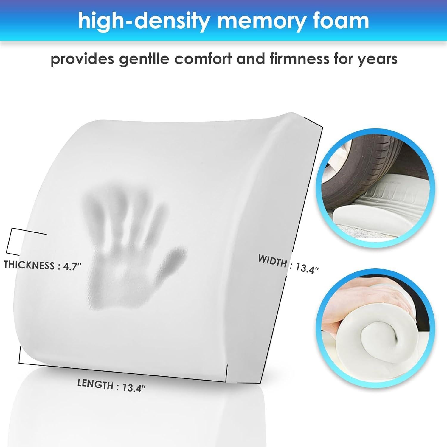 Cojín Lumbar LOVEHOME Espuma Viscoelástica Negro 15x46 cm