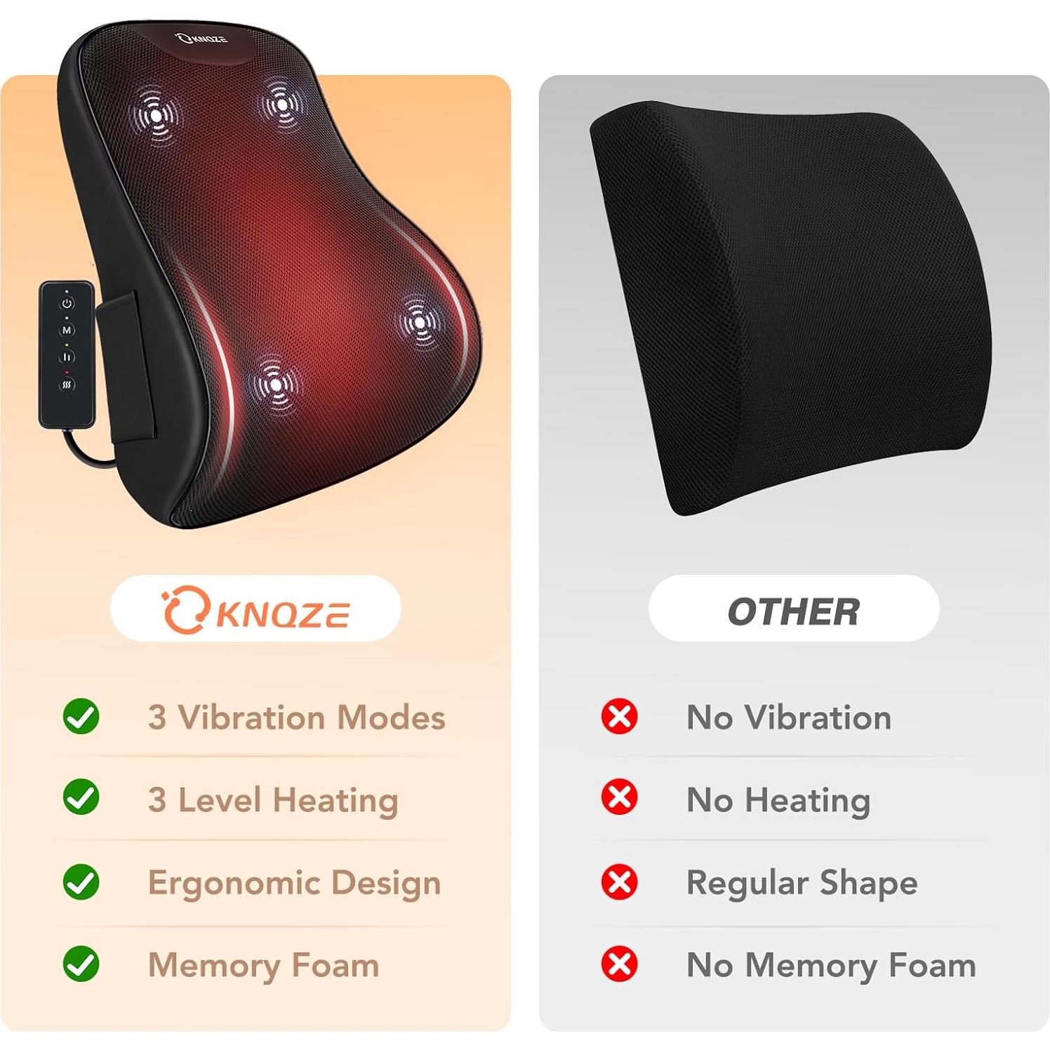 Almohada Soporte Lumbar KNQZE Calentada y Vibrante 1,20 kg