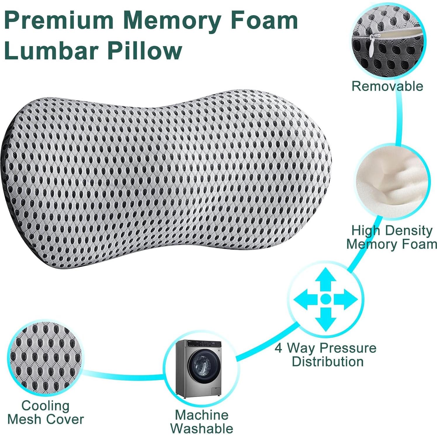 Cojín Lumbar Powerole Espuma Viscoelástica Gris 22x10x7cm