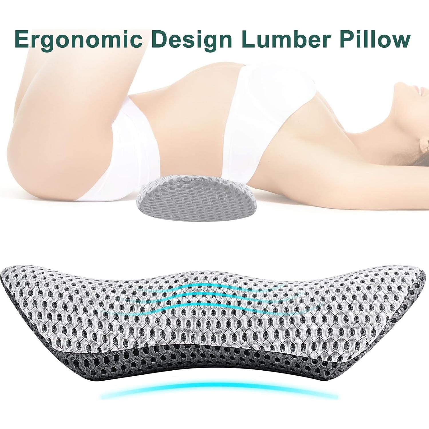 Cojín Lumbar Powerole Espuma Viscoelástica Gris 22x10x7cm