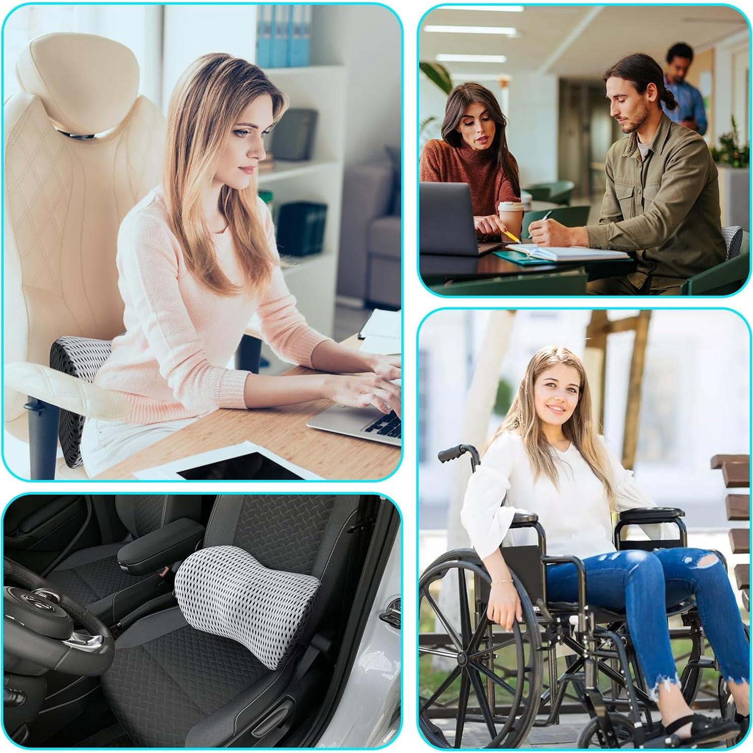 Cojín Lumbar Powerole Espuma Viscoelástica Gris 22x10x7cm