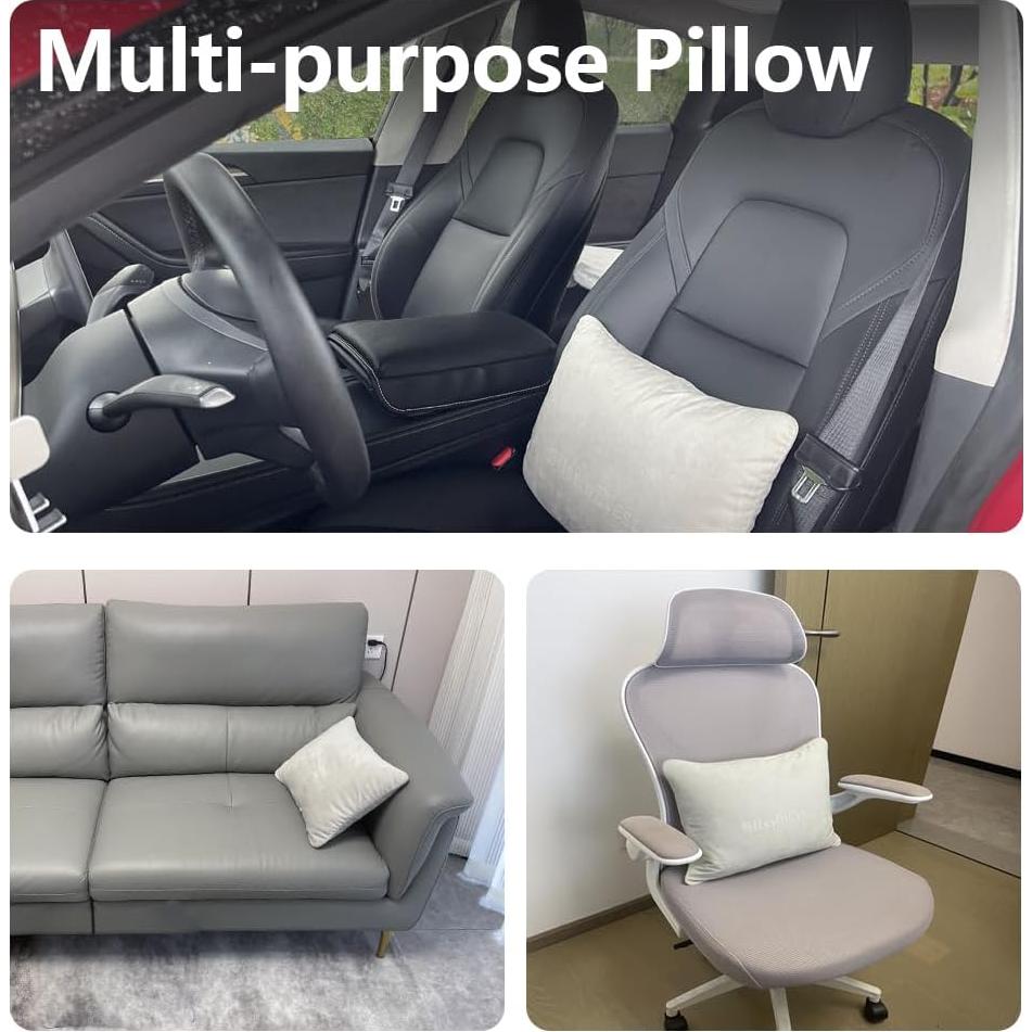 Cojín Lumbar Suede BlissfulNest Ajustable 43x25 cm