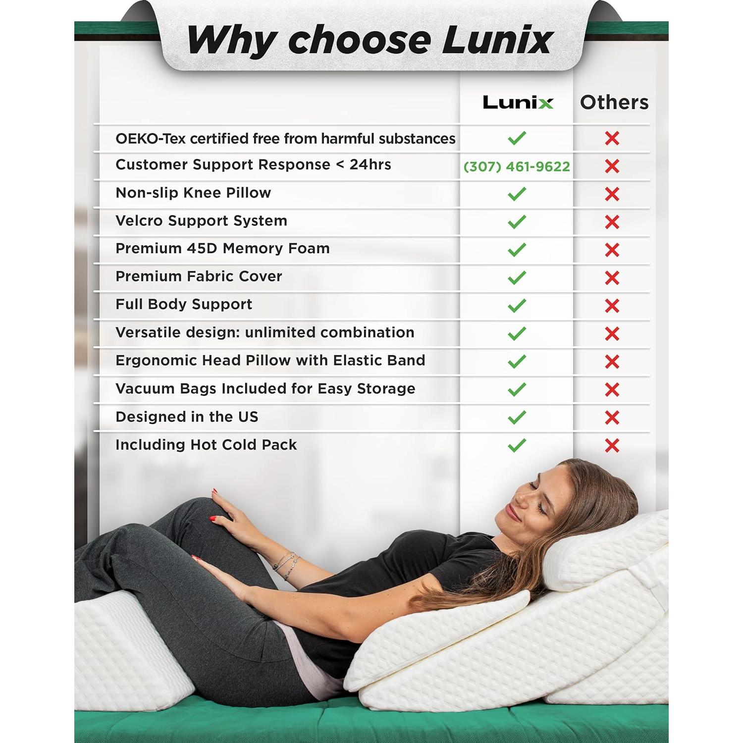 Juego de 6 Almohadas Ortopédicas Lunix LX13 Espuma Memoria