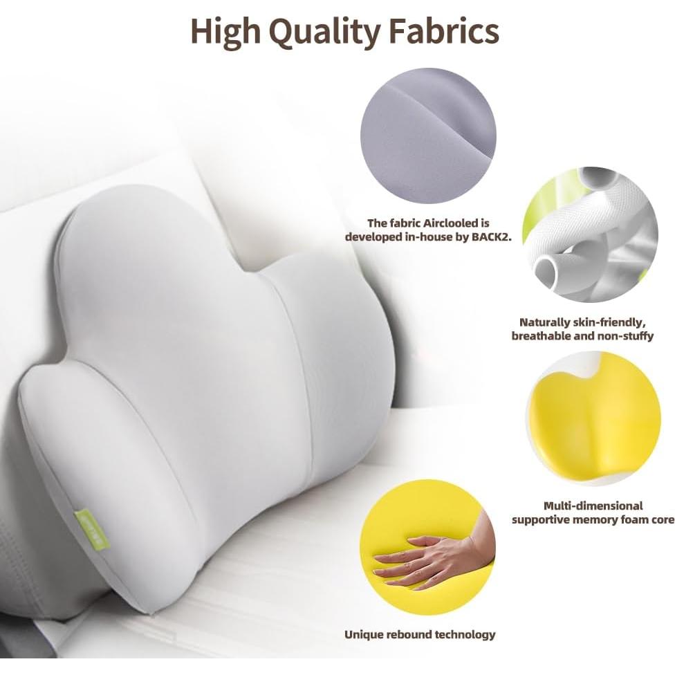 Almohada Lumbar Ergonomica Back2 con Espuma de Memoria Gris